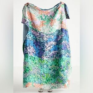 nwot Anthropologie Gemma Floral Printed Cotton Throw Blanket